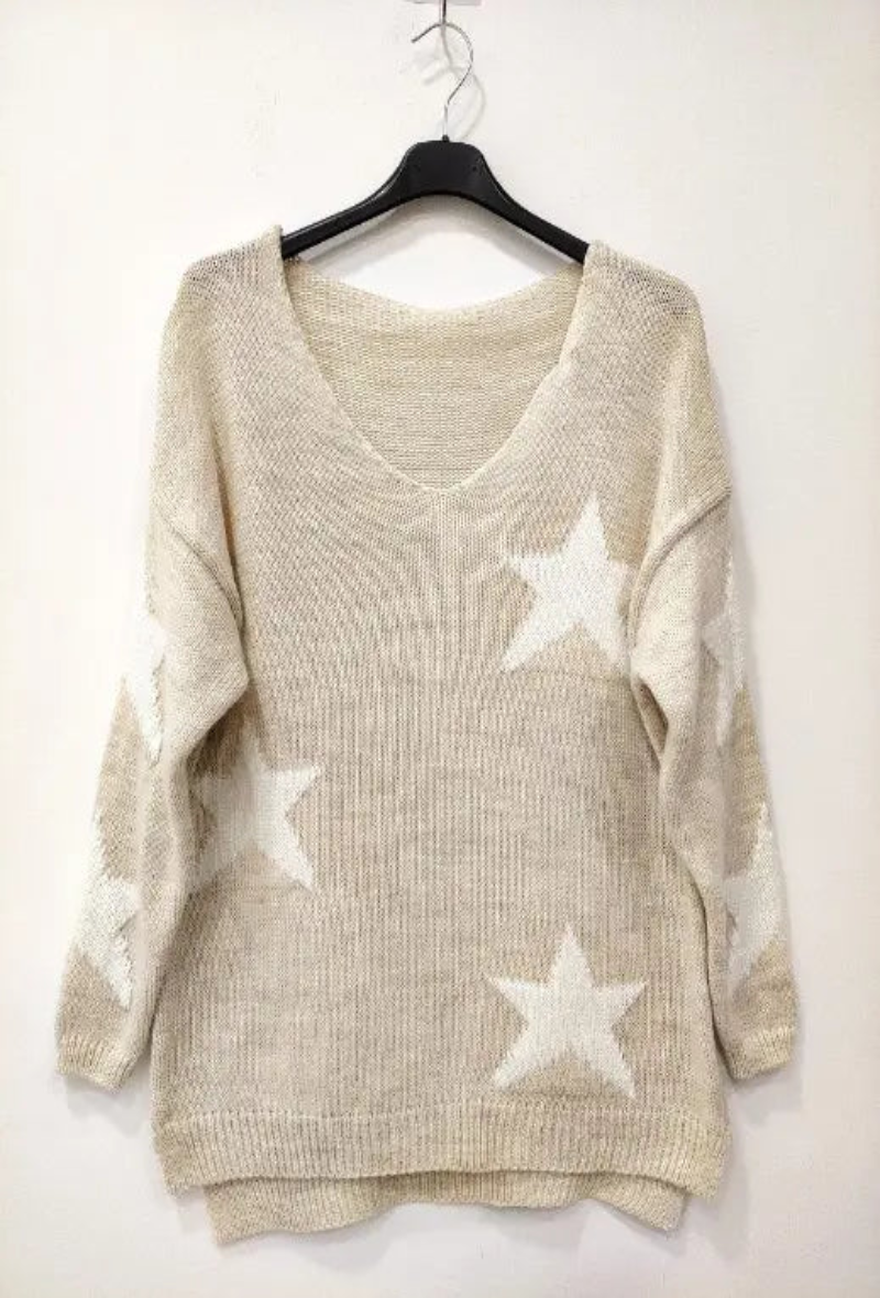 Pull étoiles en col V - Image 1