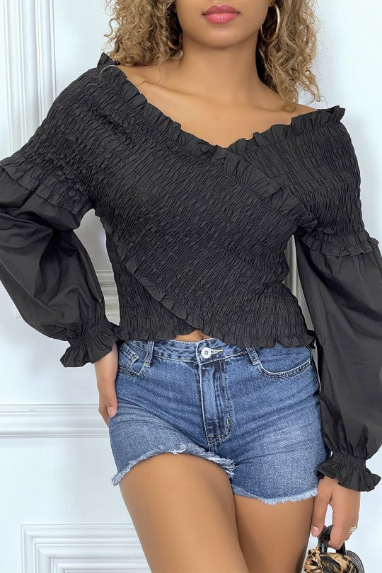 Blouse plissée à manches bouffantes - Image 1