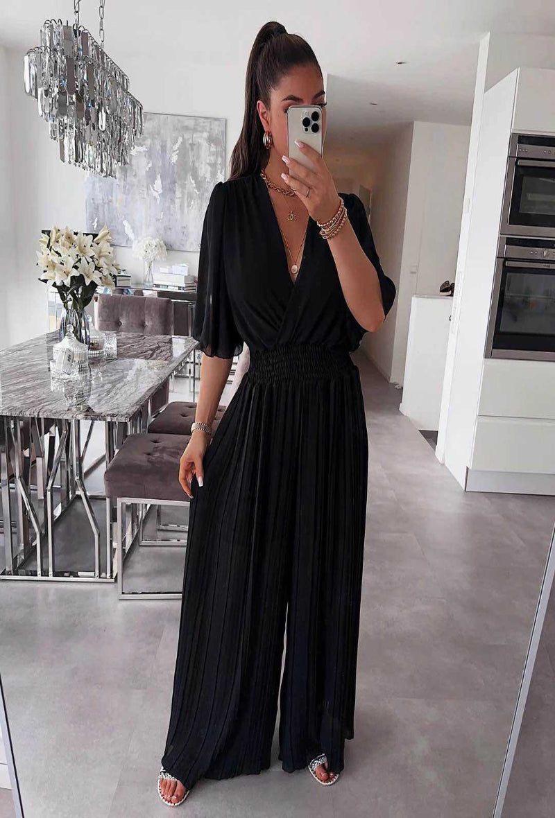 Combinaison plissée taille élastique