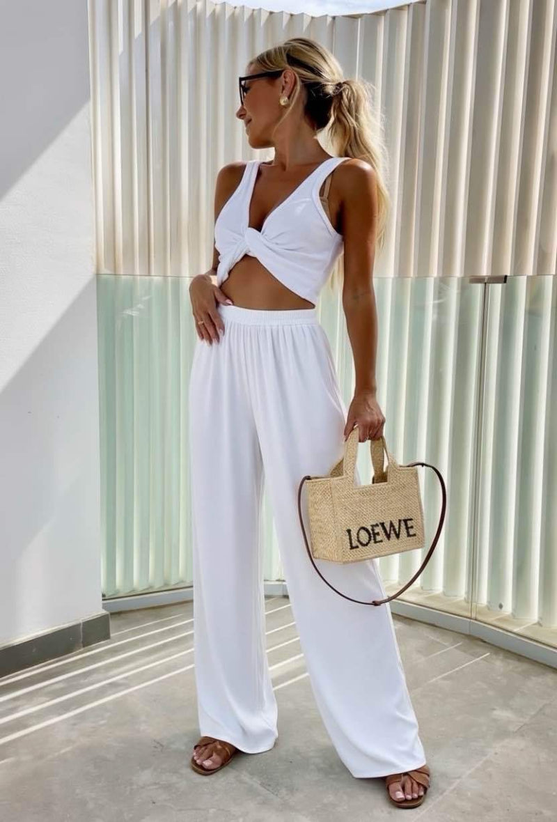 Pantalon large taille élastique