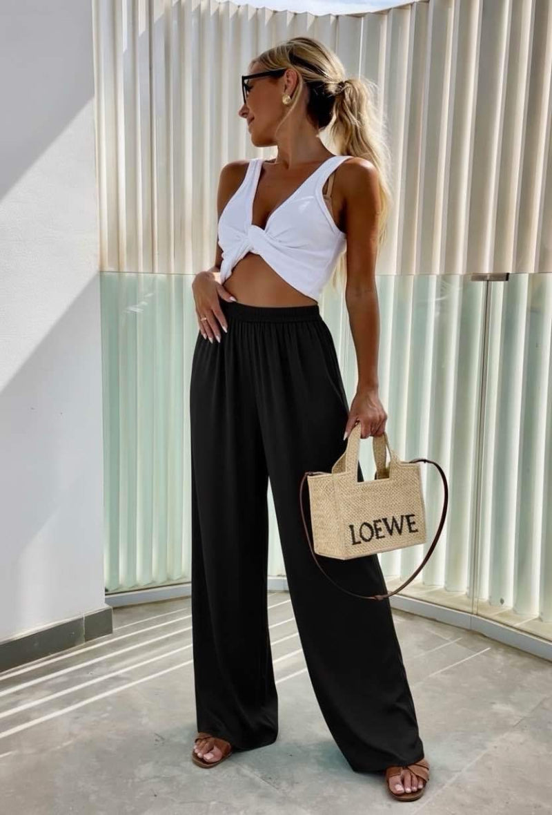 Pantalon large taille élastique