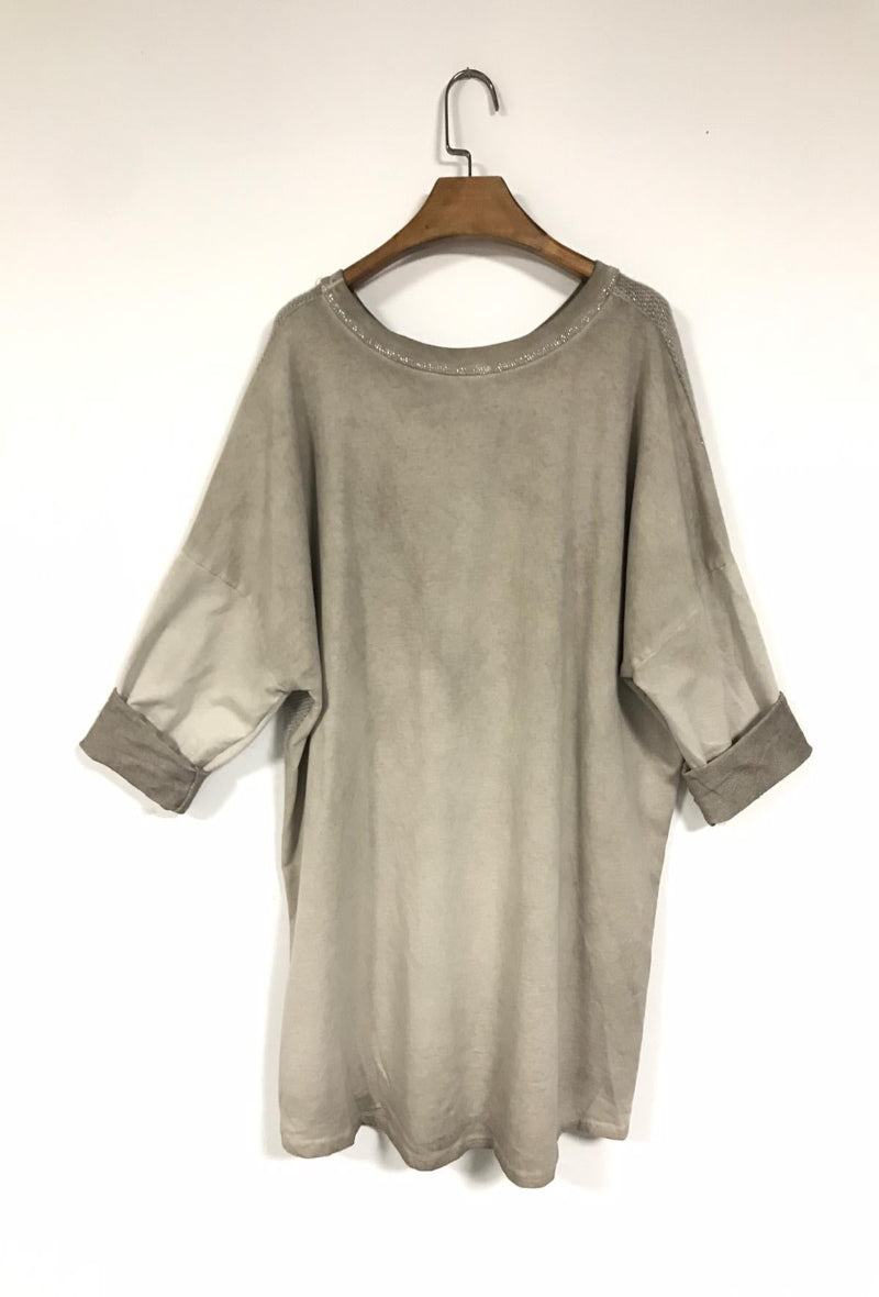 Pull confortable de couleur taupe Les pépites de Christelle