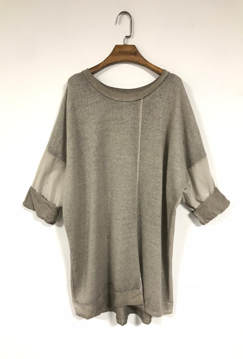 Pull confortable de couleur taupe Les pépites de Christelle