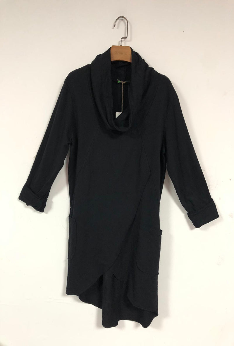 Pull tunique 100% Coton de couleur noire Les pépites de Christelle