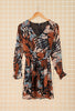 Robe courte de couleur noire à motif feuilles Les pépites de Christelle