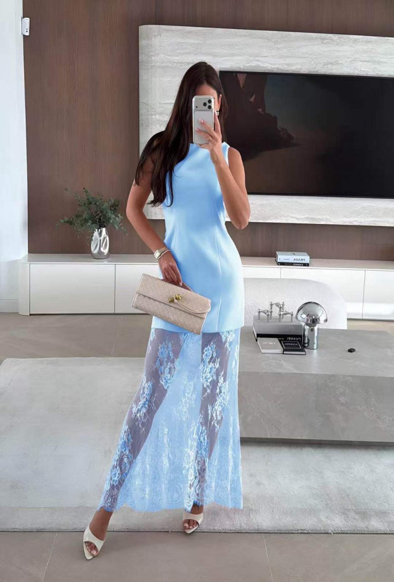 Robe longue en dentelle transparente - Image 1