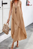 Robe sans manches de couleur camel style bohème. 
Les pépites de Christelle 