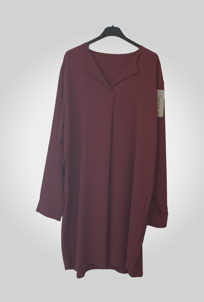 Tunique Robe Fluide à Col Ouvert