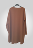 Robe tunique de couleur camel présente un col qui reste ouvert - Les pépites de Christelle